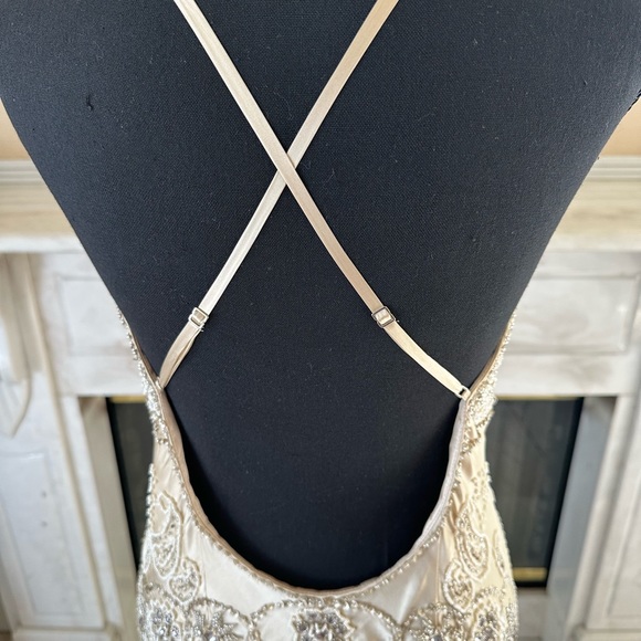 Sue Wong Silk dress, cream / champagne color, beaded & embroidered - Picture 15 of 16